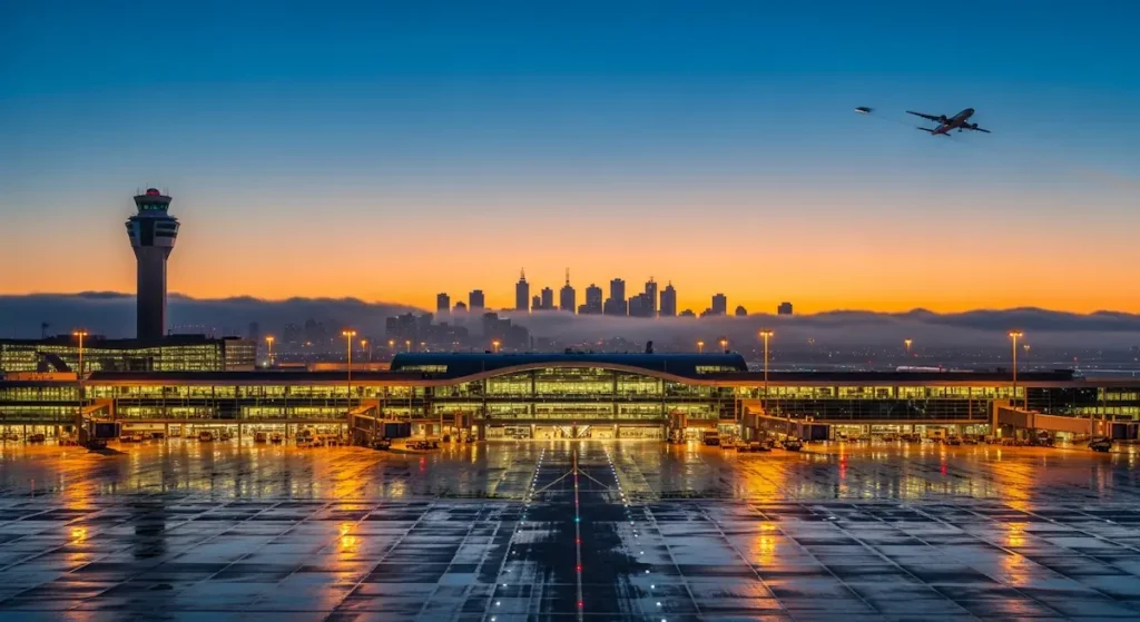 Melbourne Airport aircraft runway scene